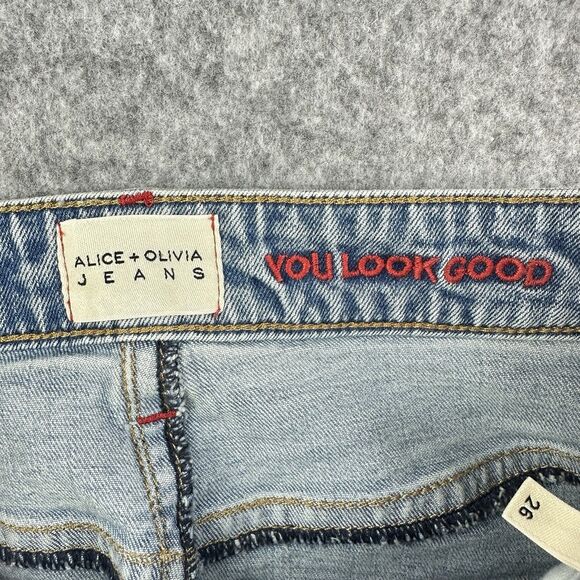 Alice + Olivia Route 66 Patchwork Mini Skirt Womens 26 Blue Denim High Rise Boho - Picture 9 of 12